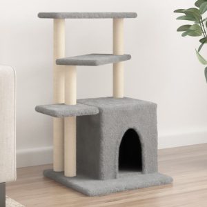 Rascador para gatos con rascador de sisal 83,5 cm gris claro