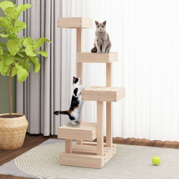 Rascador para gatos 45,5x49x103 cm Madera maciza de pino - Imagen 3