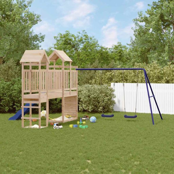 Juego de exterior de madera maciza de pino.